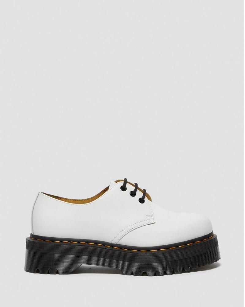 Dr Martens 1461 Smooth Læder Platform Sko Dame Hvide | DK 389FDN